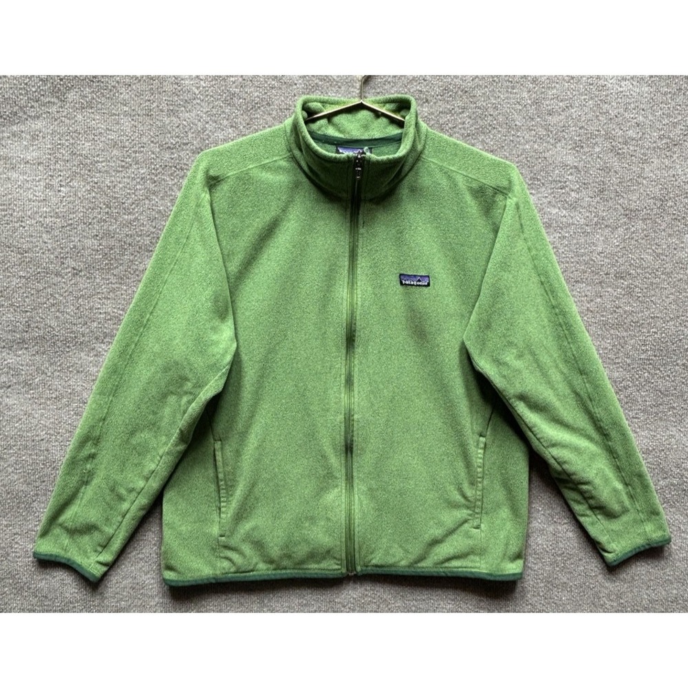 Patagonia Araveto Sweater Mens Large Full Zip Fleece‎ Jacket Pockets Green EUC